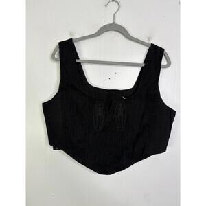 Disturbia Top Womens 14 Immortal Split Front Corset Boning Skeleton Goth